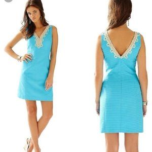 Blue and Gold Lilly Pulitzer V Shift Dress Gently Used
